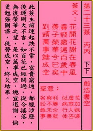 家中财神第二十三签解签文是什么意思？