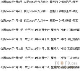 七月份哪些日子是黄道吉日？