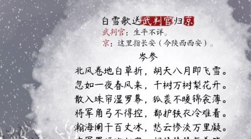 《白雪歌送武判官归京》中的意境